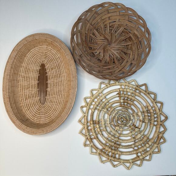 Home Decor Basket Wall Hanging Boho Lot Of Three - Picture 1 of 5